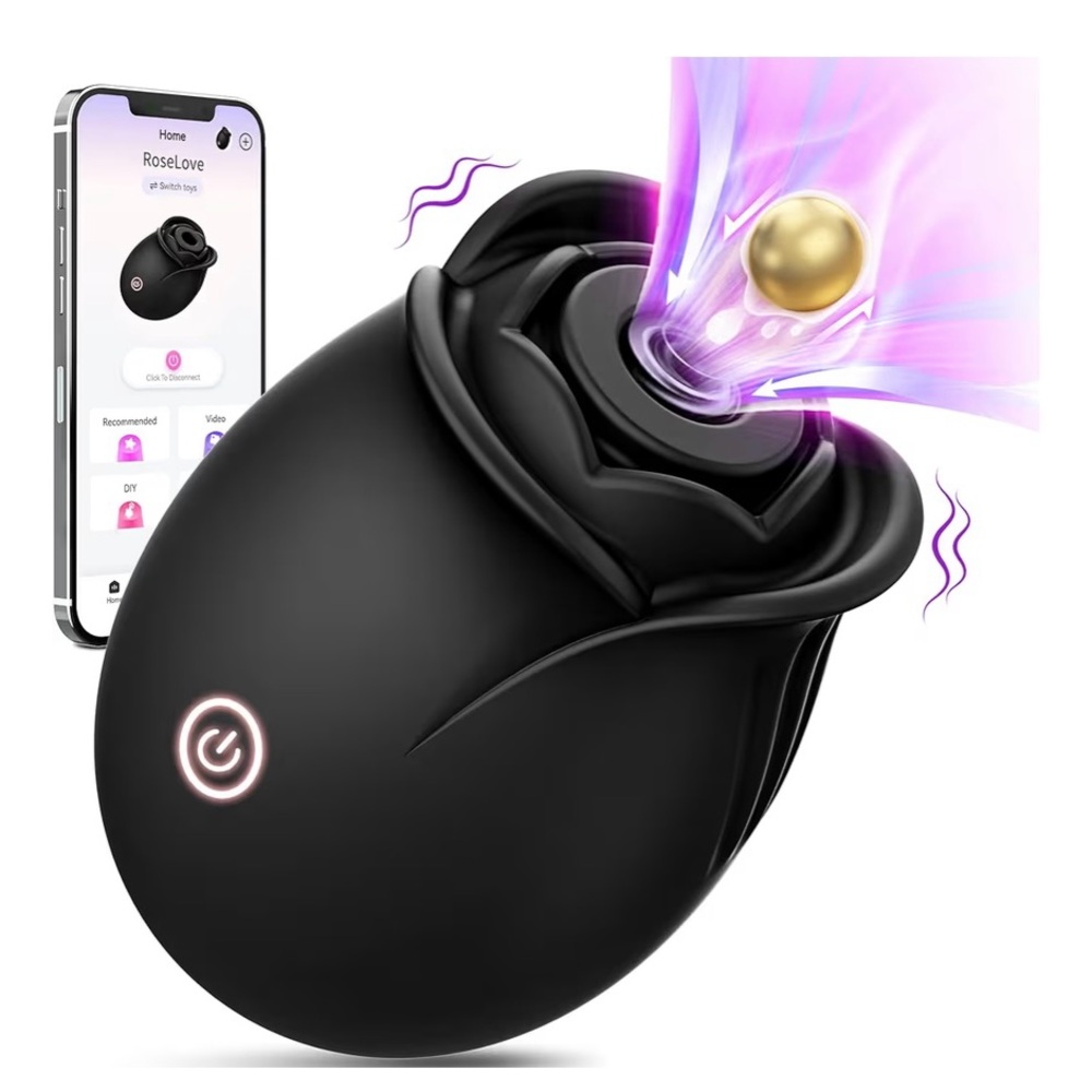 Black RoseLove App-Controlled Sucking Massager
